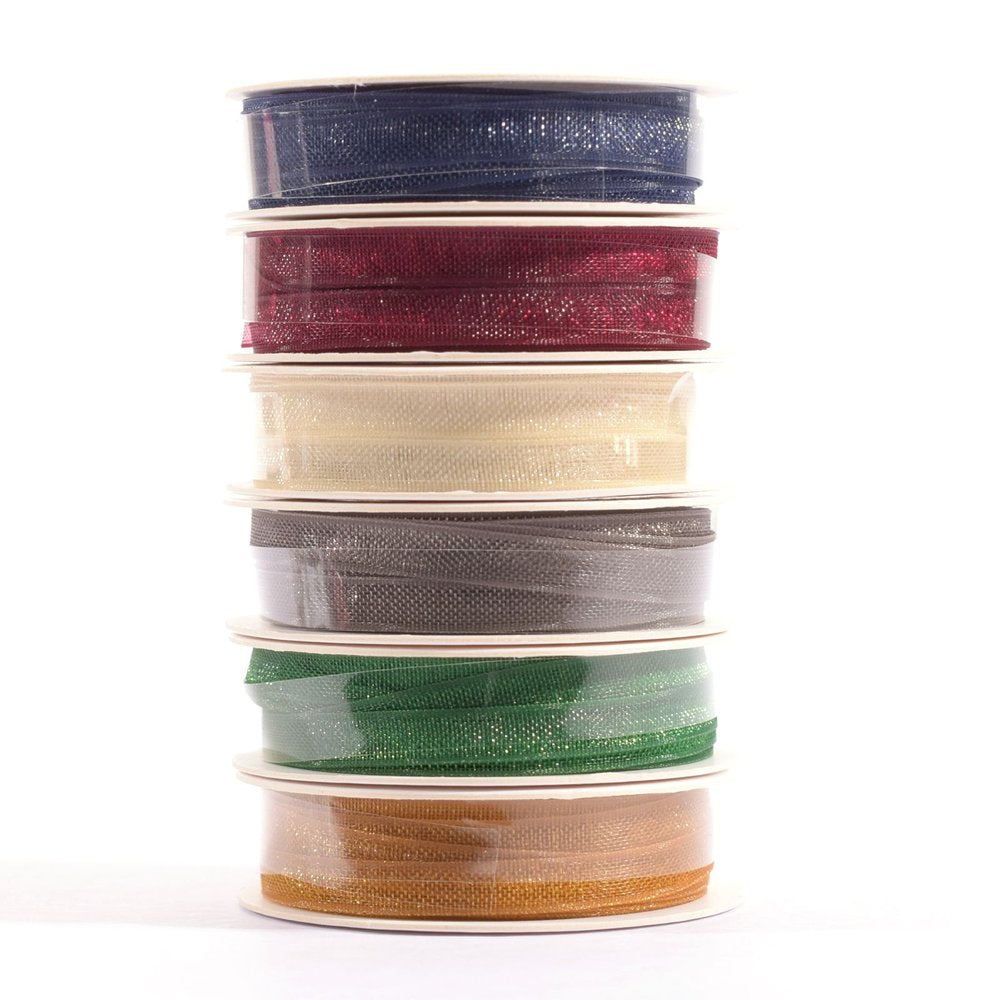 Vaessen Creative Organza Ribbon 6 Colours 3mmx2m Christmas