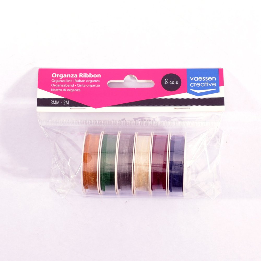 Vaessen Creative Organza Ribbon 6 Colours 3mmx2m Christmas