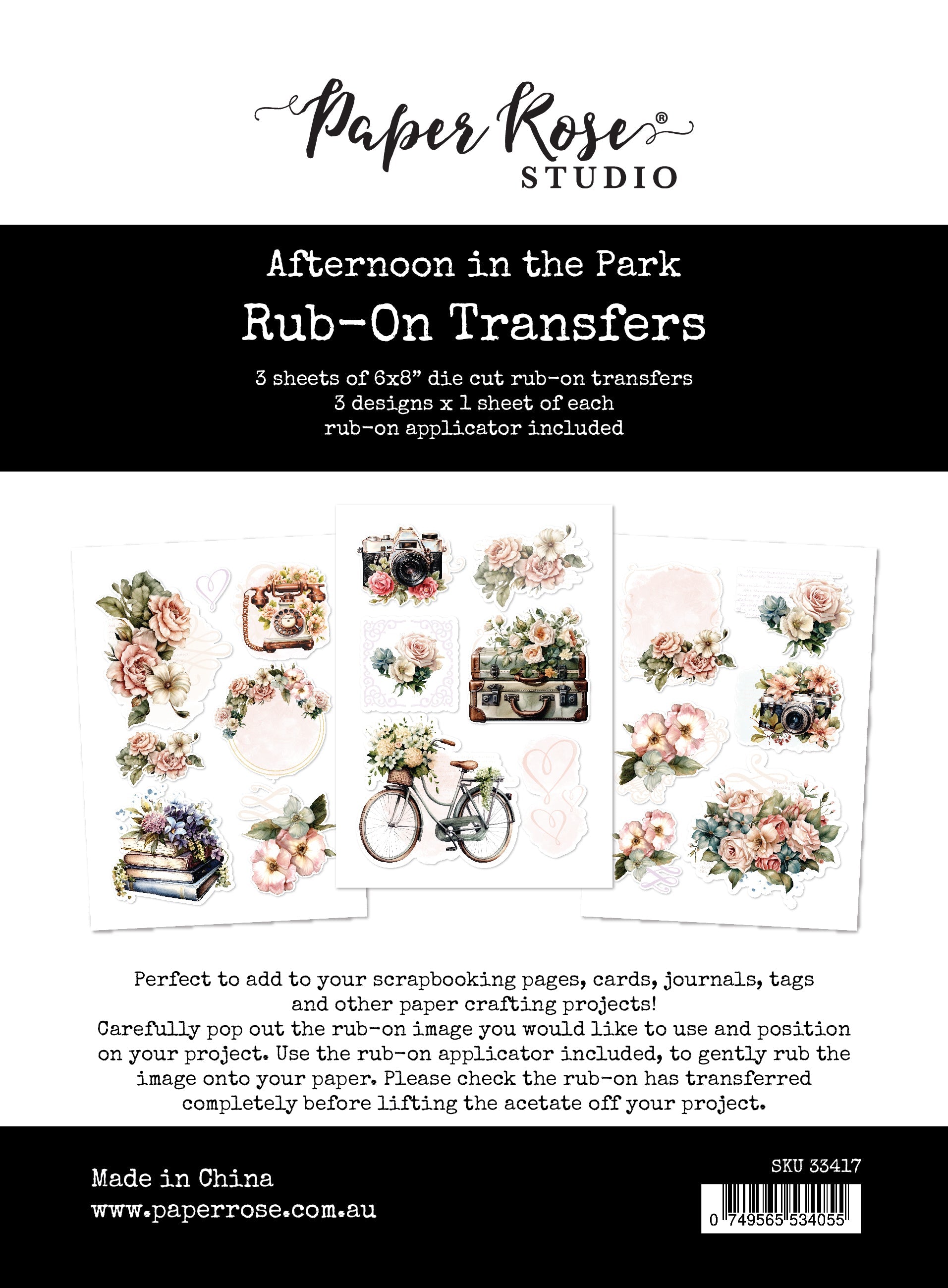 Afternoon in the Park Rub-on Transfers 33417