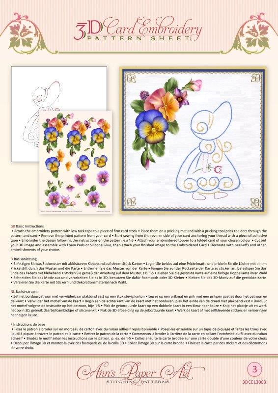 Ann Paper Embroidery Pattern - Summer Pansies
