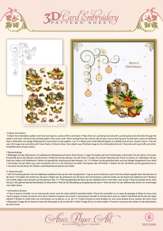 Ann Paper Embroidery Pattern - Christmas Gifts