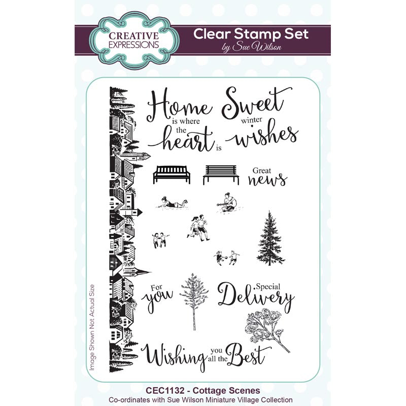 Creative Expressions Sue Wilson Cottage Scenes 4 in x 6 in Stamp Set