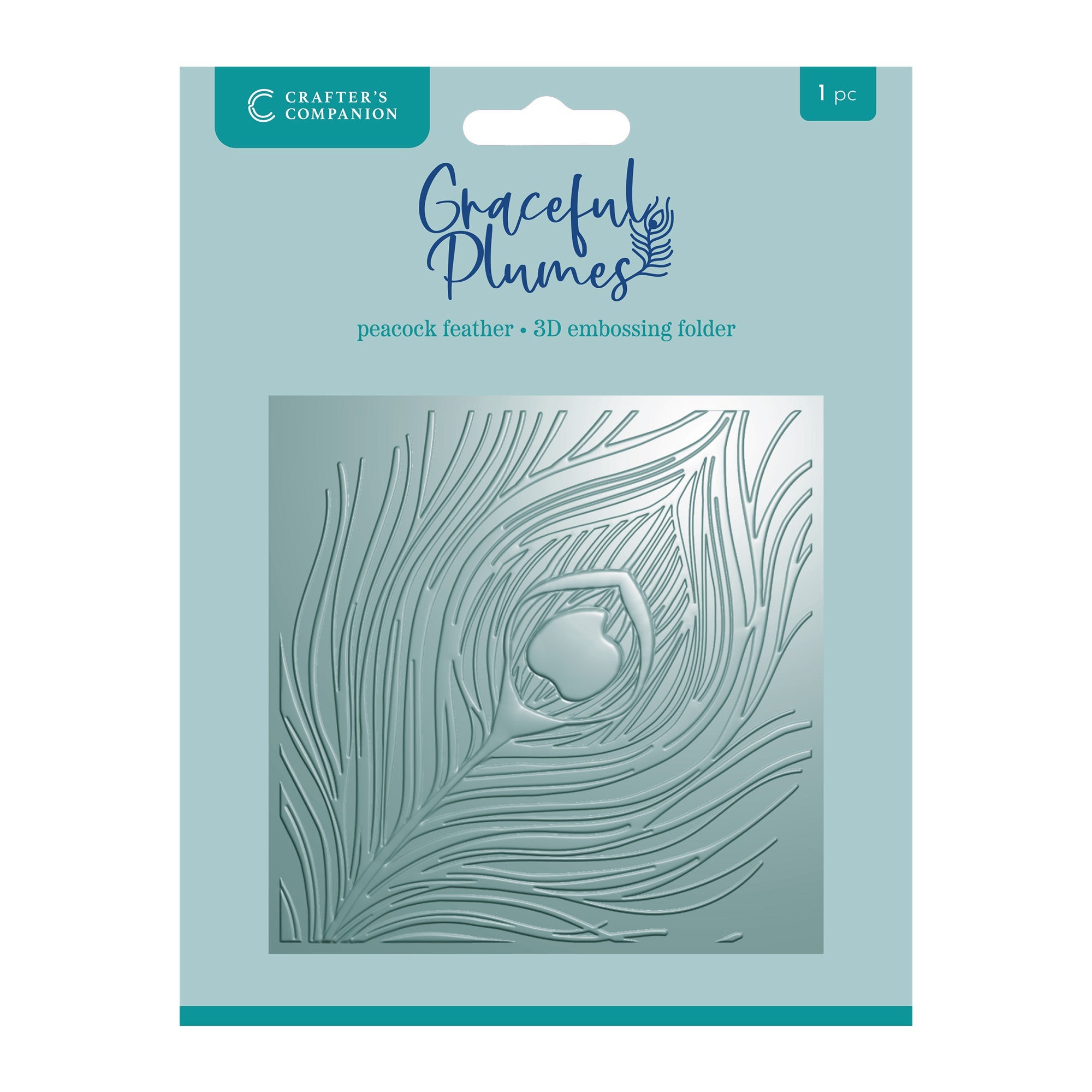 Graceful Plumes 3D Embossing Folder 5.5”x5.5” - Peacock Feather