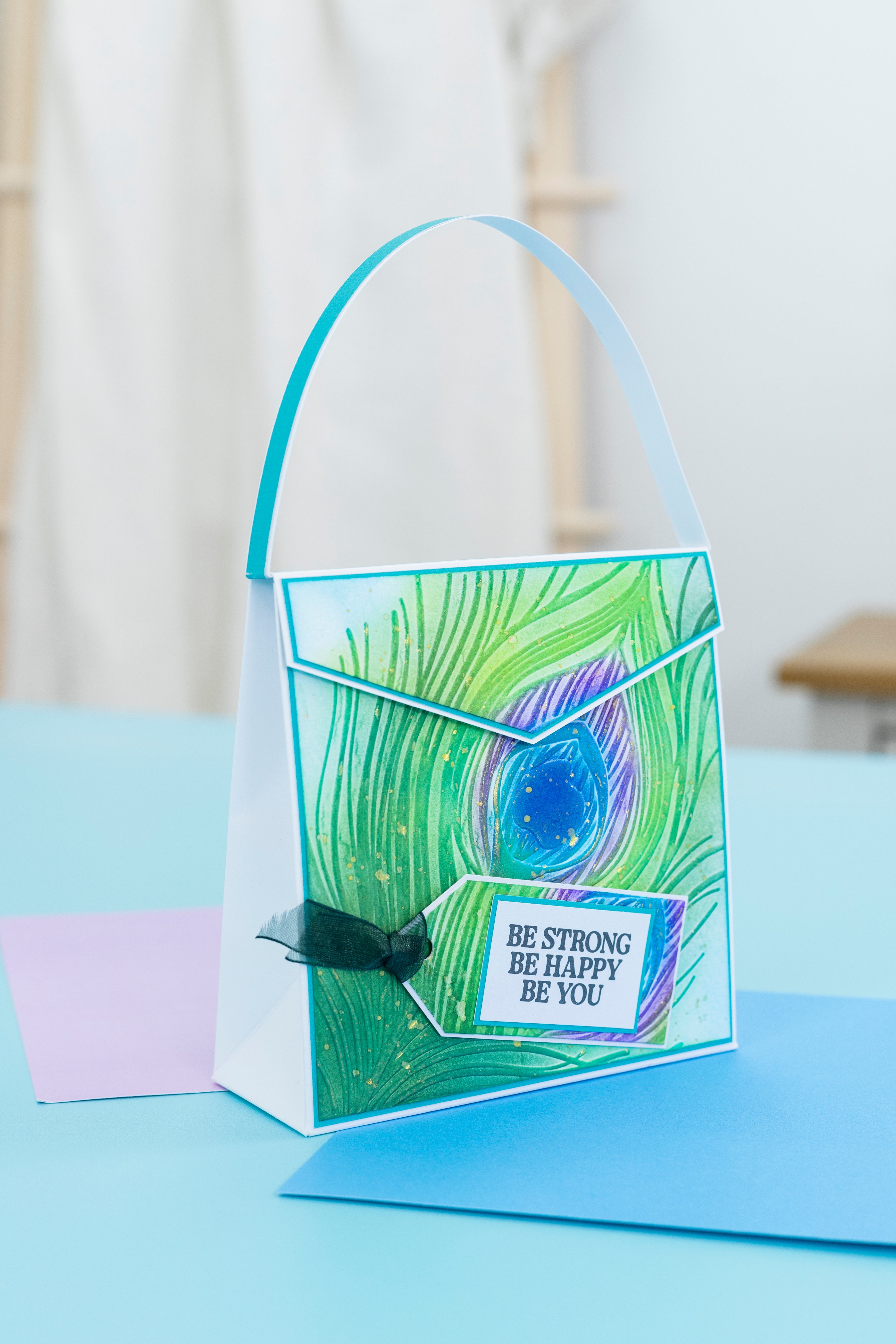 Graceful Plumes 3D Embossing Folder 5.5”x5.5” - Peacock Feather