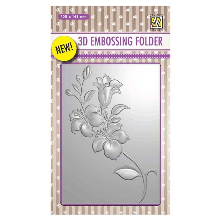 Nellie's Choice 4 x 6 3D Embossing Folder Branch with Flowers