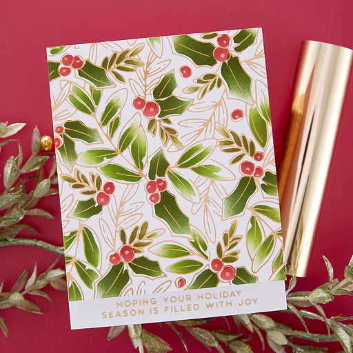 Glimmer Holly Background Hot Foil Plate from the De-Light-Ful Christmas Collection by Yana Smakula